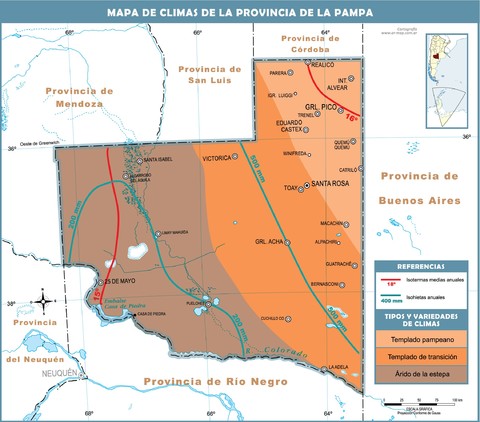 Climatic map of the Province of La Pampa