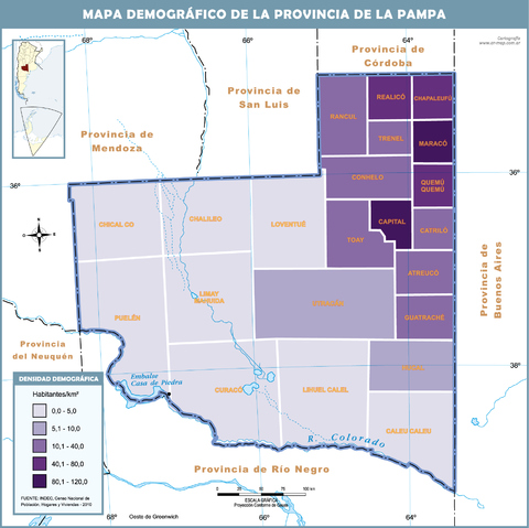 Demographic map of the Province of La Pampa