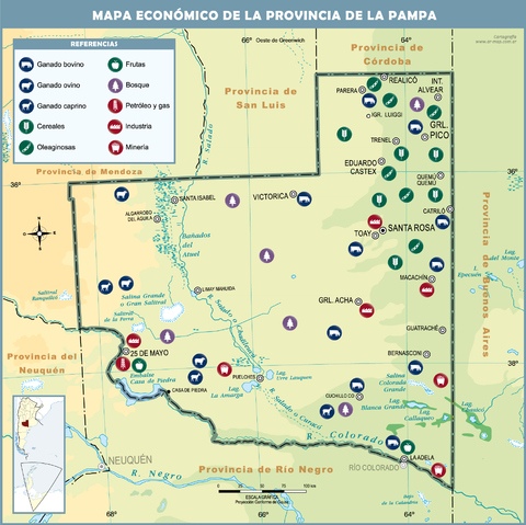 Economic map of the Province of La Pampa