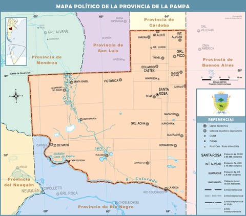 Mapa político de la Provincia de La Pampa