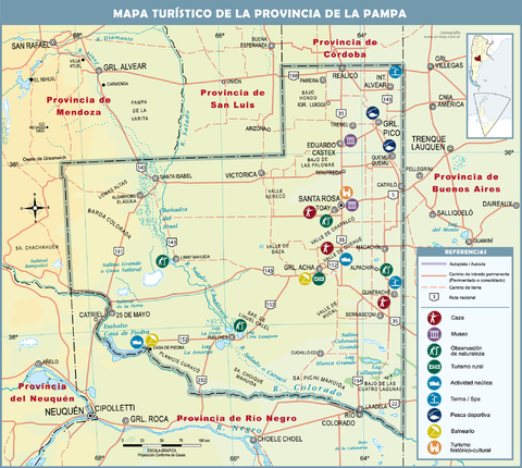 Tourist map of the Province of La Pampa