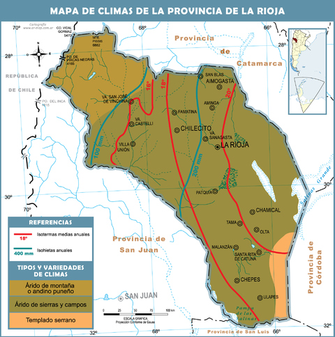 Mapa climático de la Provincia de La Rioja, Argentina