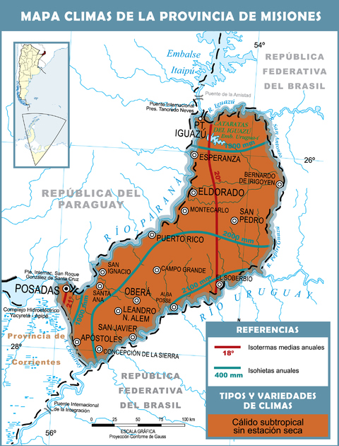 Mapa climático de la Provincia de Misiones Mapa climático de la Provincia de Misiones