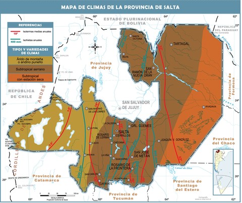 Mapa climático de la Provincia de Salta