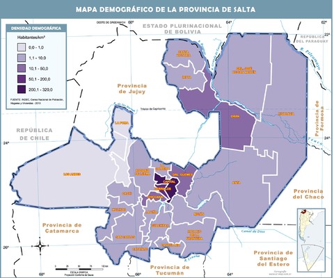 Mapa demográfico de la Provincia de Salta