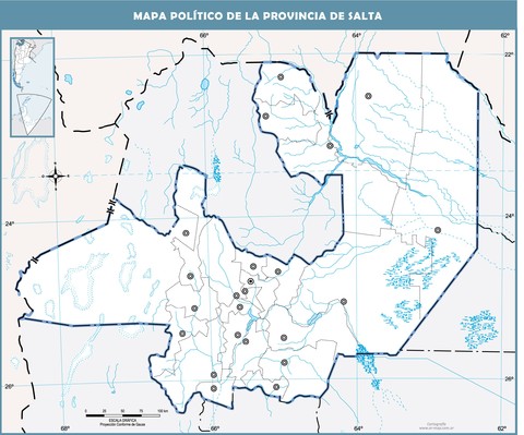 Blank political map of the Province of Salta