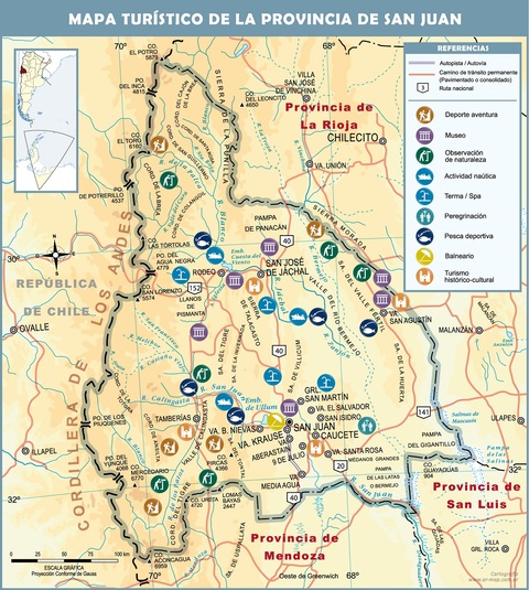 Mapa Turístico De La Provincia De San Juan, Argentina | Gifex