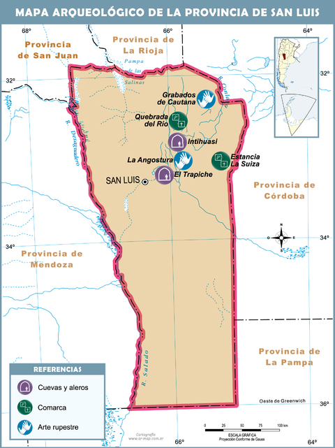 Archaeological map of the Province of San Luis, Argentina