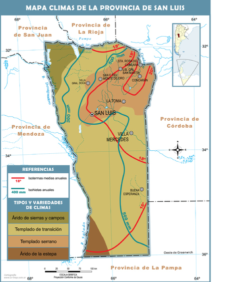 Mapa Climático De La Provincia De San Luis, Argentina | Gifex