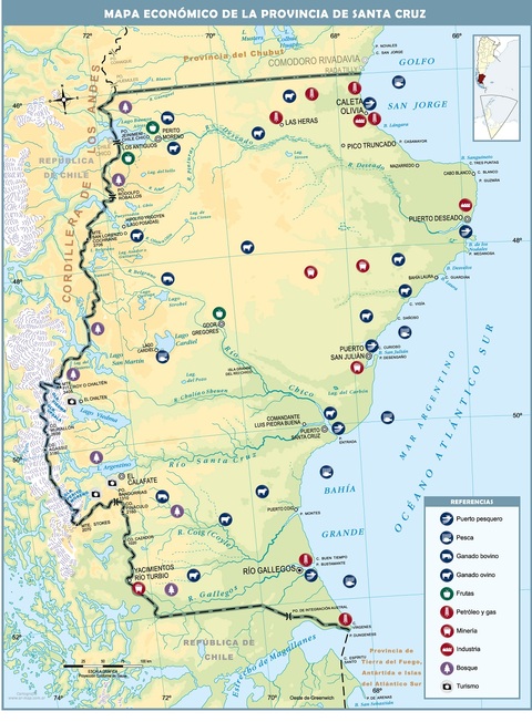 Mapa económico de la Provincia de Santa Cruz, Argentina