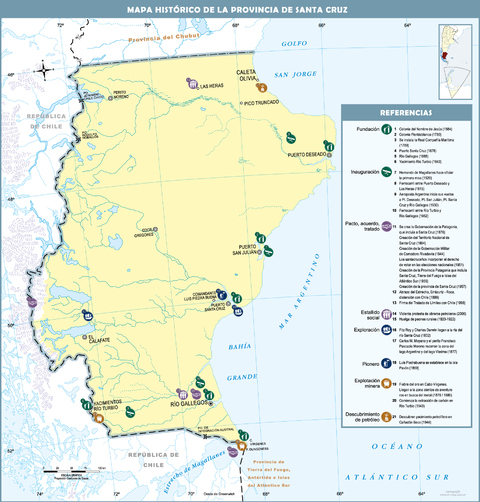 Mapa histórico de la Provincia de Santa Cruz, Argentina