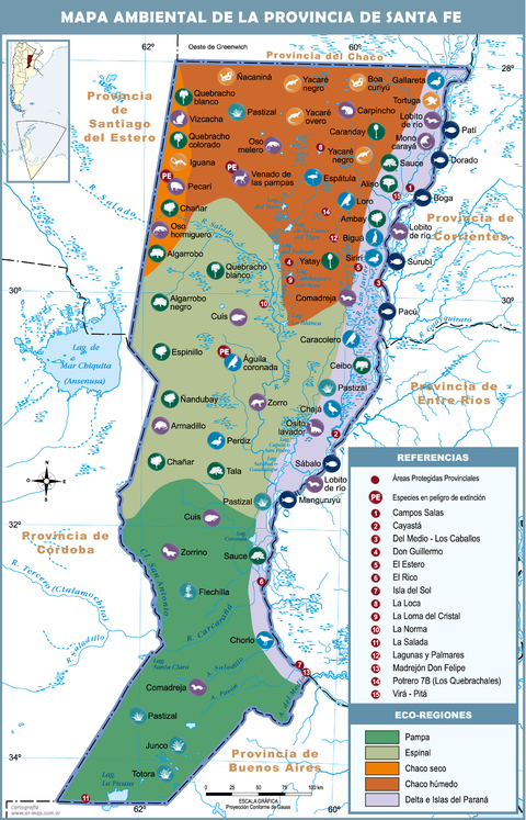 Environmental map of the Province of Santa Fe, Argentina