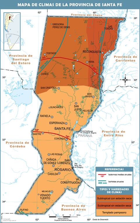 Mapa climático de la Provincia de Santa Fe, Argentina Mapa climático de la Provincia de Santa Fe, Argentina