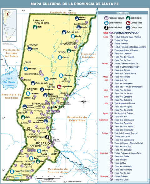 Mapa cultural de la Provincia de Santa Fe, Argentina