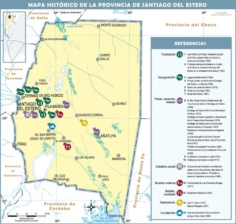 Mapa histórico de la Provincia de Santiago del Estero