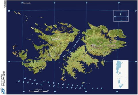 Mapa satelital de las Islas Malvinas