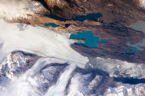 Imagen satelital del glaciar Upsala, Argentina y Chile