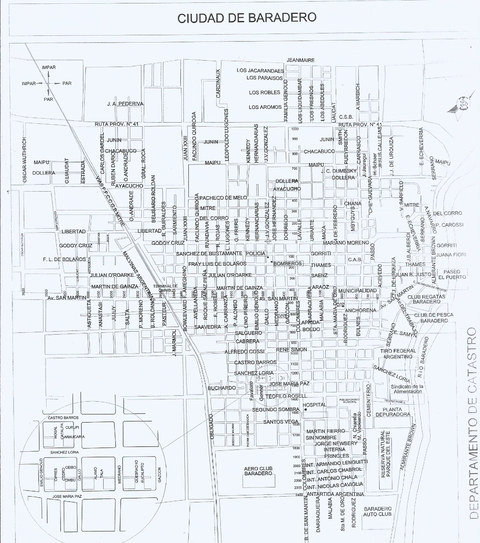 Map of the city of Baradero, Argentina