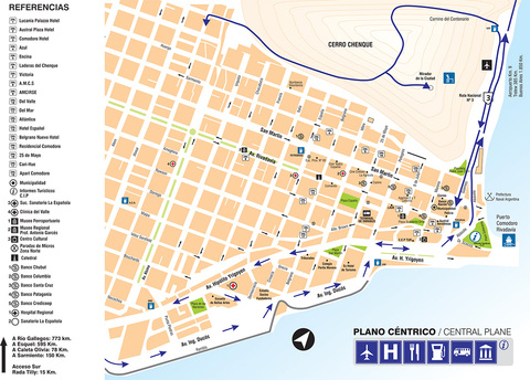 Map of the city of Comodoro Rivadavia, Argentina