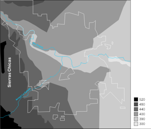 Terrain map of the City Córdoba, Argentina