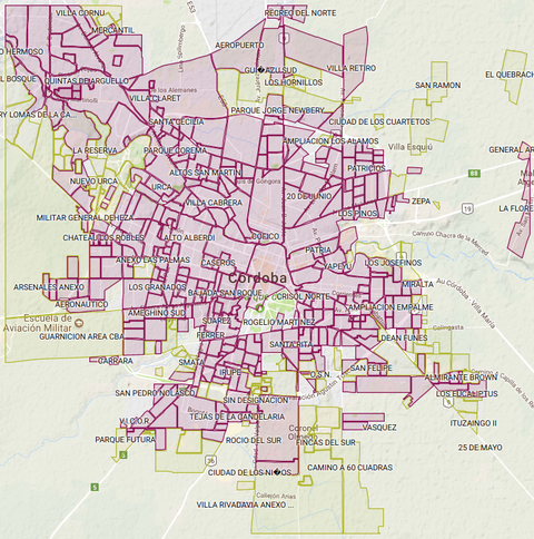Map of the City of Córdoba, Argentina