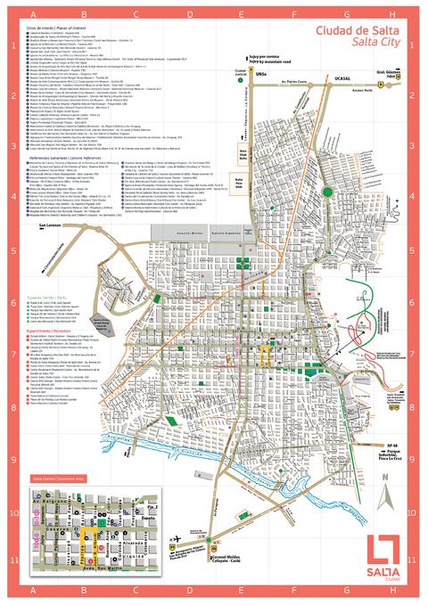 Map of the city of Salta, Argentina