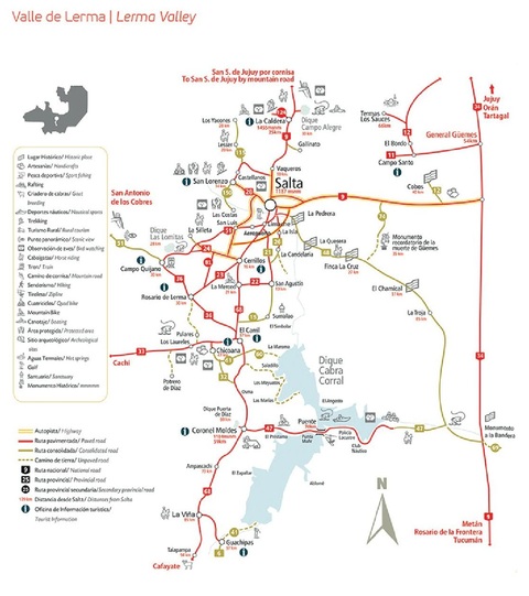 Mapa del Valle de Lerma, Salta, Argentina Mapa del Valle de Lerma, Salta, Argentina