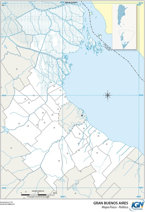 Mapa político mudo del gran Buenos Aires, Argentina