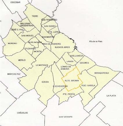 Mapa Del Partido Almirante Brown Prov Buenos Aires Argentina