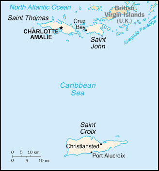 Mapa Pequeña Escala de las Islas Vírgenes Americanas