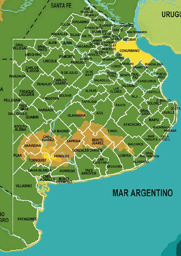 Municipalities Division Map, Buenos Aires Province, Argentina