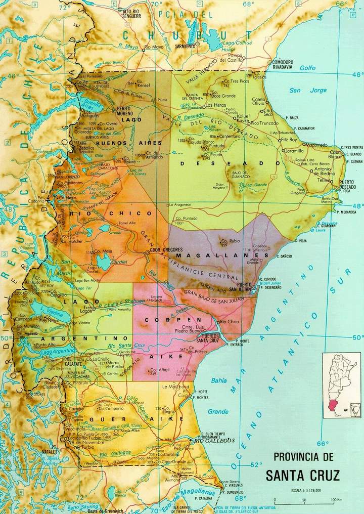 Santa Cruz Province Map, Argentina