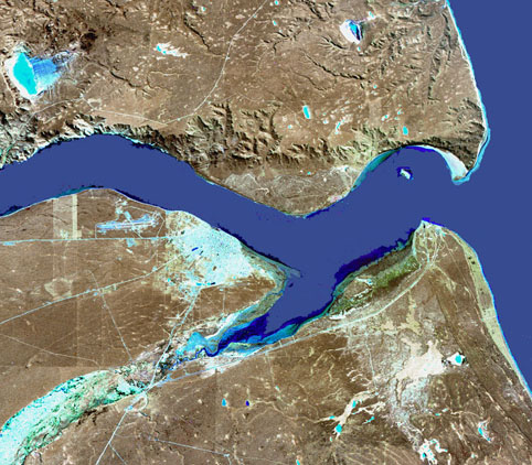 Satellite Image, Photo of Río Gallegos City, Prov. Santa Cruz, Argentina