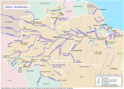 Amazon Basin Waterways Map Brazil