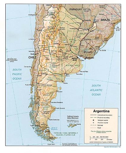 carte relief argentine Argentina Shaded Relief Map