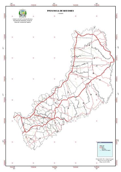 Carte Routière de la Province de Misiones, Argentine