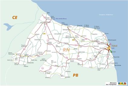 Mapa Carreteras Federales Edo De Rio Grande Do Norte Brasil