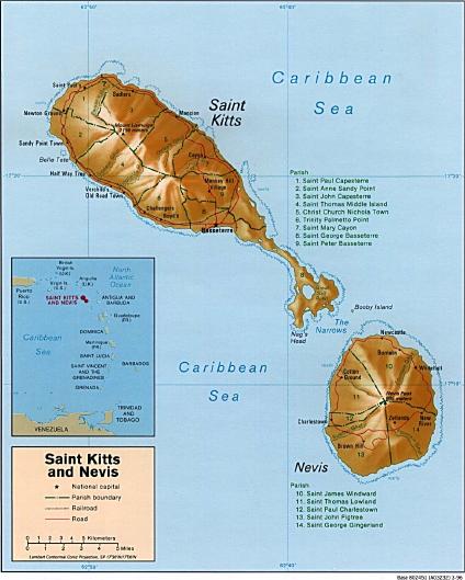 Mapas, Fotos e Imágene Satelite de las Islas San Cristóbal y Nieves