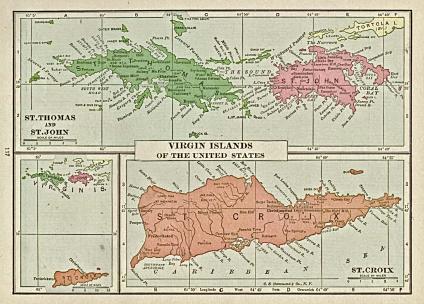 Mapa de las Islas Vírgenes Americanas 1920