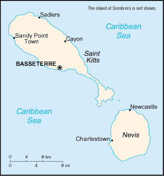 Mapa Pequeña Escala de las Islas San Cristóbal y Nieves