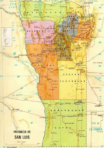 Mapa De Provincia De San Luis, Argentina