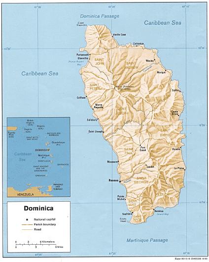 Mapa de Relieve Sombreado de Dominica