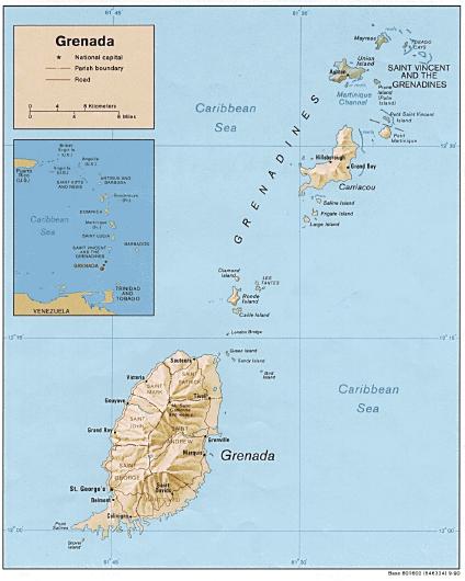 Mapa Relieve Sombreado de la Isla de Grenada