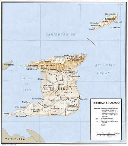 Mapa Relieve Sombreado de Trinidad y Tobago