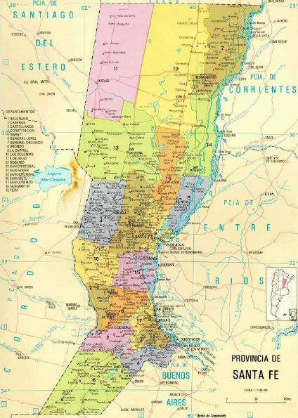 Santa Fe Province Map, Argentina