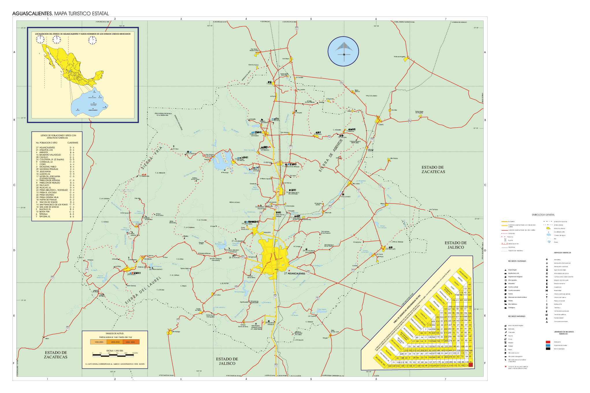 Aguascalientes State Map, Mexico