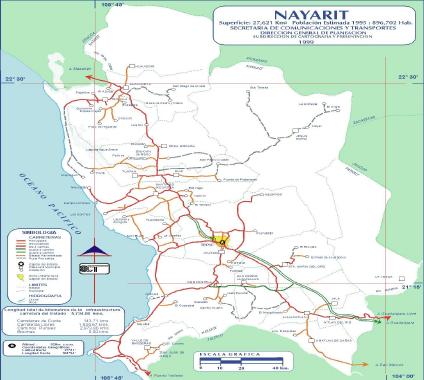 Map of Nayarit (State), Mexico