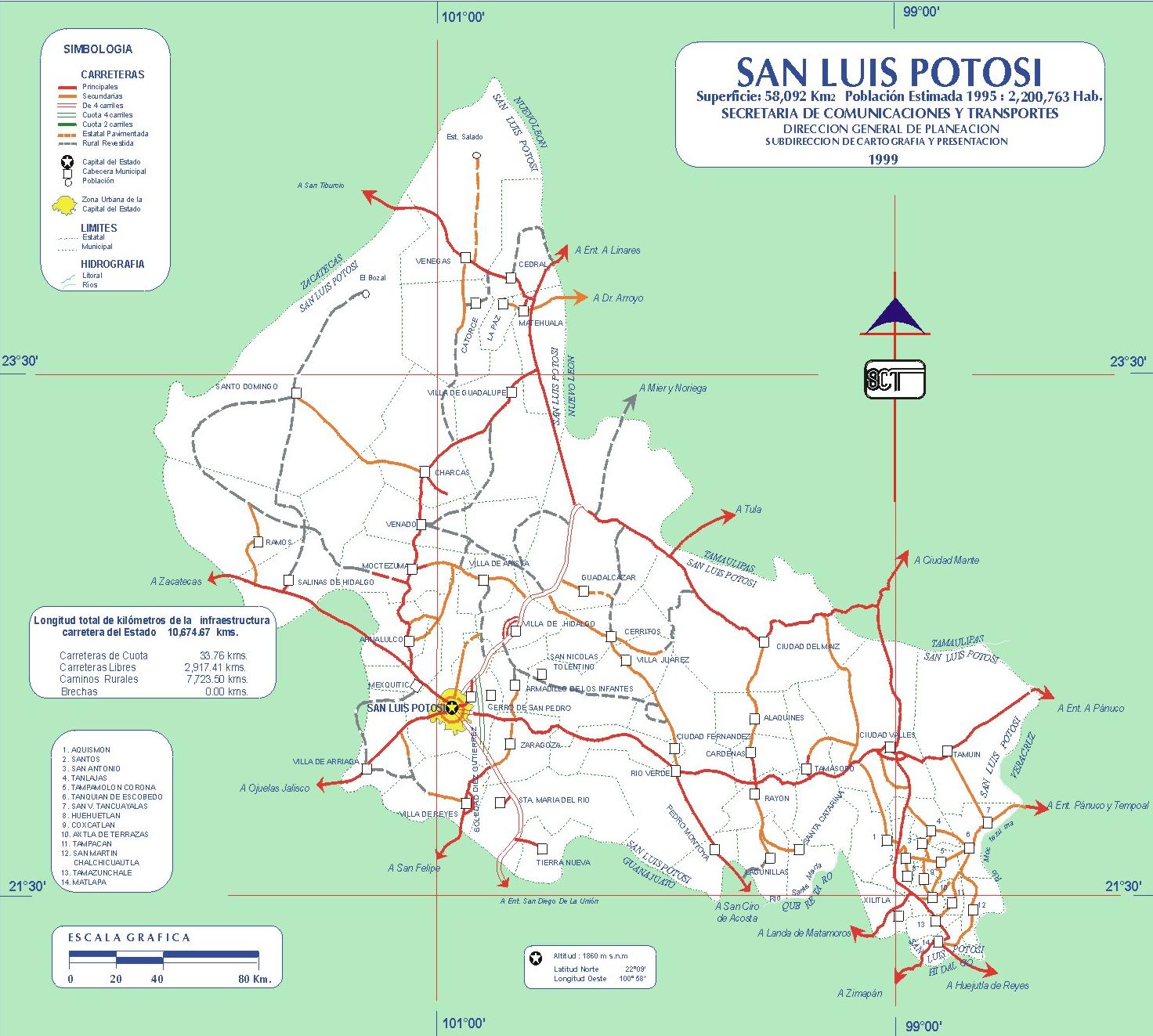 Map Of San Luis Potosi State Mexico Map of San Luis Potosi (State), Mexico