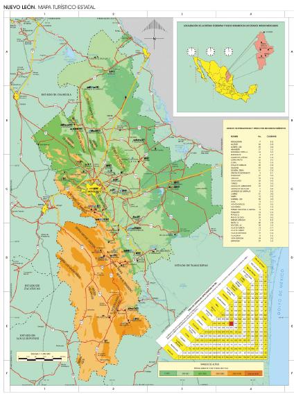 Nuevo Leon State Map, Mexico