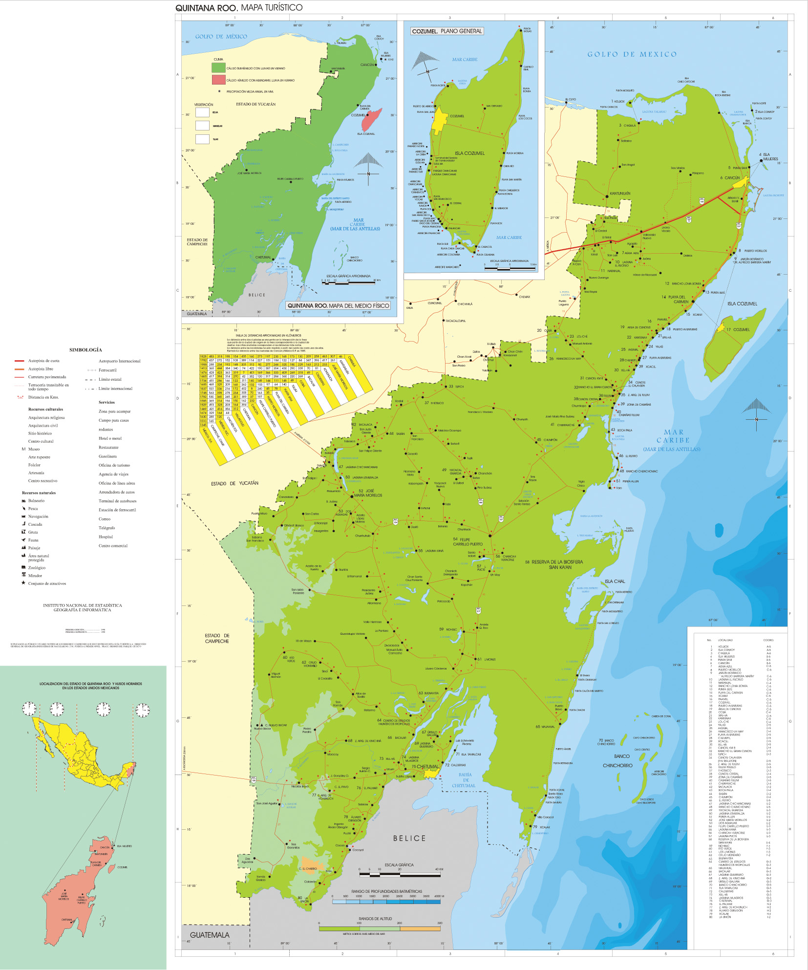 Quintana Roo State Map, Mexico